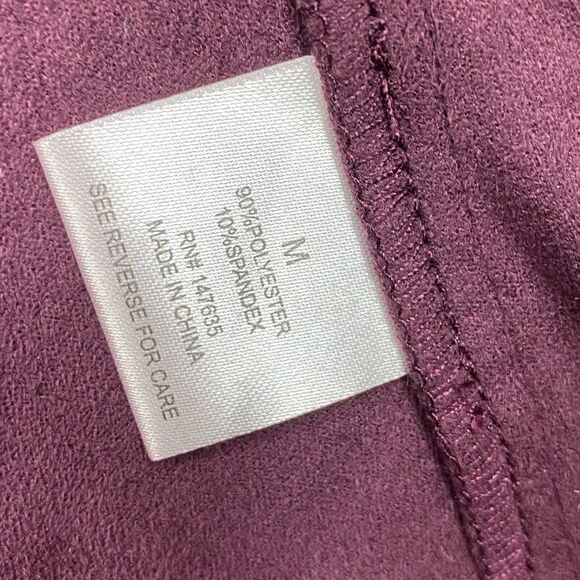 Romeo Juliet Couture Wm’s Sz Med Plum Faux Suede Cropped Open Front Jacket - Picture 5 of 5